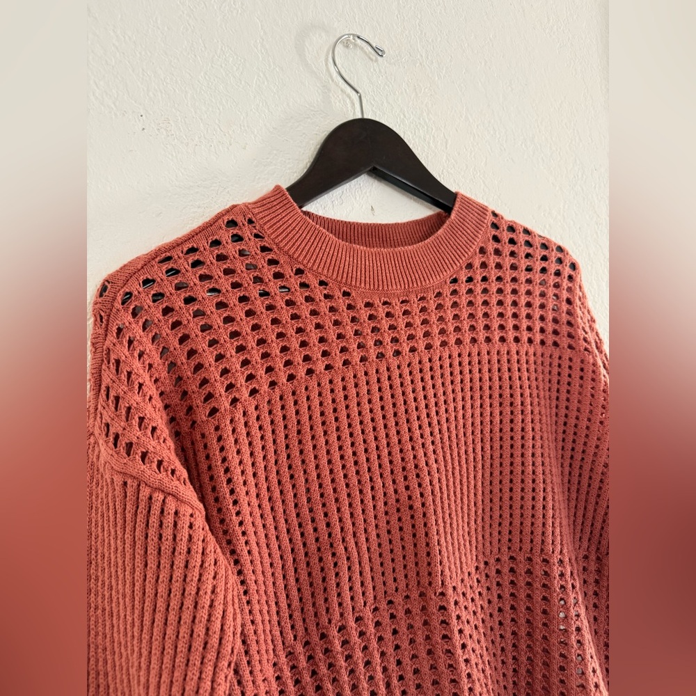 Haven Well Within Pointelle Boxy Knit Sweater Organic Cotton Size Medium - Picture 7 of 11